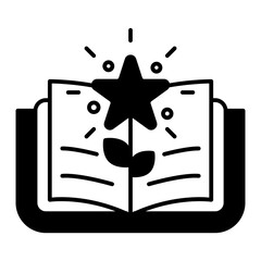 Growth icon. open book with stars