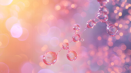 A macro shot of niacinamide molecules merging with skin cells, showing a smooth, hydrated complexion	
