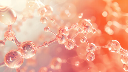 A macro shot of niacinamide molecules merging with skin cells, showing a smooth, hydrated complexion	
