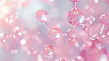 A macro shot of niacinamide molecules merging with skin cells, showing a smooth, hydrated complexion	
