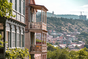 Street view and traditional architecture in Tbilisi, Georgia