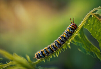 Close-up of a colorful caterpillar