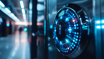 Secure Access Control Measures, secure access control measures with an image depicting authentication methods like biometric scanners, design