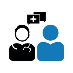 Doctor patient consultation icon. vector graphics
