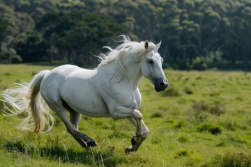Fototapeta premium white horse in the field