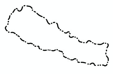 Doodle freehand dash line drawing of Nepal map.