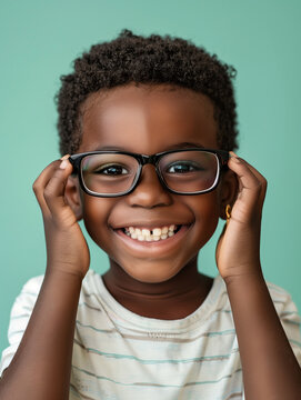 Portrait of a child wearing glasses