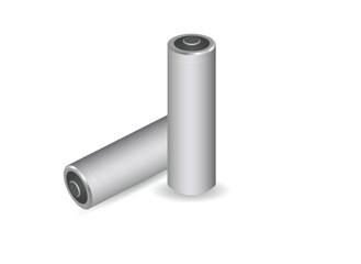 AA battery mock up on white isolated vector illustration