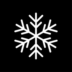 Snowflake vector icon in line style design for website, app, UI, isolated on black background. Editable stroke. Vector illustration.