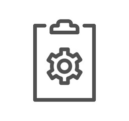 Engineering and gear icon outline and linear vector.	