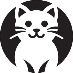 Cat Silhouette Vector Art Illustration on a White Background