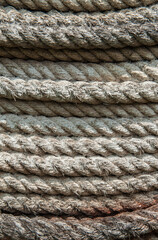 Roll of old, rotten, dirty rope