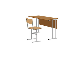 Vector illustration of a classic school desk and chair