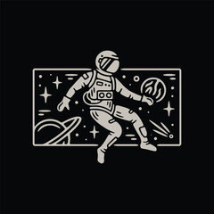 line art design for astronauts in outer space with a fun and unique style