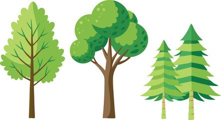 Fototapeta premium Three trees are shown in a row, with the middle tree being the tallest