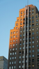 The New York city view with the skyscrapers and old buildings as background