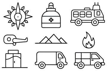 Emergency Line Art Illustration Graphic Symbol of Immediate Assistance