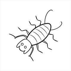 Cartoon dead cockroach vector line art