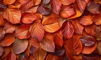 Fototapeta premium A number of l orange leaves photographed from above