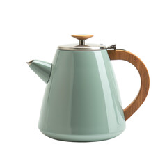 Fototapeta premium Stylish Green Teapot with Wooden Handle