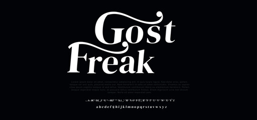 Freak Elegant Font Uppercase Lowercase and Number. Classic Lettering Minimal Fashion Designs. Typography modern serif fonts regular decorative vintage concept. vector illustration