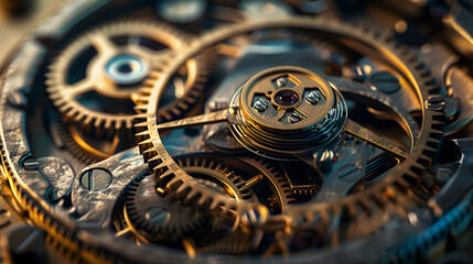 Intricate Close-Up of Watch Gears and Mechanisms