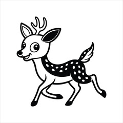 Cartoon funny little deer running  sitting vector