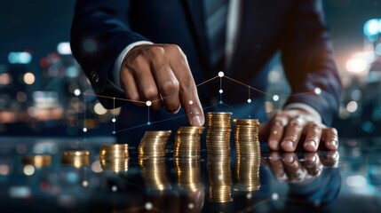 The stacking of gold coins