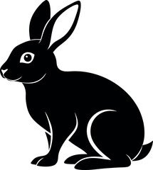 Obraz premium A black rabbit is sitting on a white background