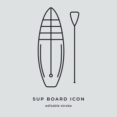 Stand up paddle boarding or sup board icon.