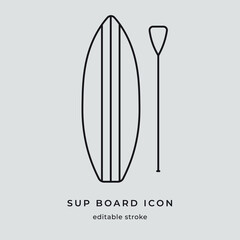 Stand up paddle boarding or sup board icon