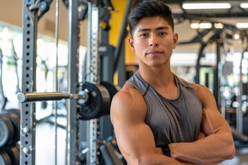 Portrait of a young male Hispanic fitness trainer