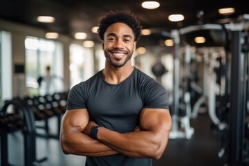 Obraz premium Portrait of a young male African American fitness trainer