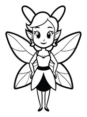 A cartoon drawing of a black ant fairy vector silhouette illustration artwork.