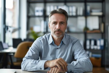 Obraz premium Portrait of a middle aged businessman in office