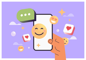 Social media platform and online social communication applications 3d icons on background flat vector illustration.	
