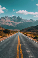 Naklejka premium A serene highway stretches into the horizon in the countryside.