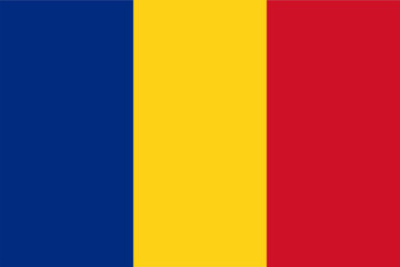 Fototapeta premium The national flag of Romania is tricolor, with the vertical stripes, starting from the lance, blue, yellow and red.