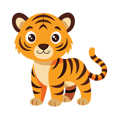 Illustration of Cute Tiger animal on white