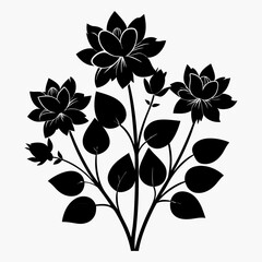 Flower vector art,Flower silhouette vector, 