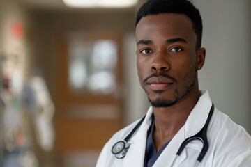 Obraz premium Portrait of a young male African American doctor