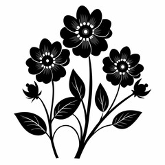 Flower vector art,Flower silhouette vector, 