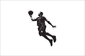 basketball players Vector silhouette. Basketball silhouettes. basketball player silhouette vector illustration.