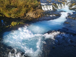 Iceland waterfall Bruarfoss and Bruara river