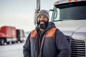 Portrait of a middle aged Caucasian male truck driver