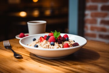 Close up of oat meal in a bowl