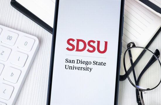 New York, USA - 30 June 2024: SDSU San Diego State University Logo or Icon on Phone Screen