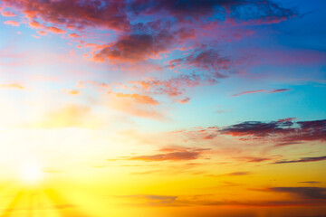 Sunset sky and sunset clouds, dramatic sunset