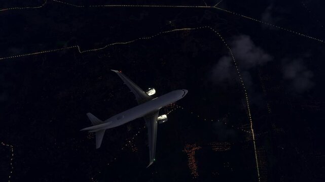 Airplane in the sky at night