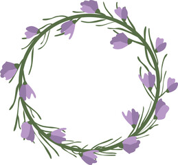 Flowers circle frame. Flowers wreath vector illustration. Boho design